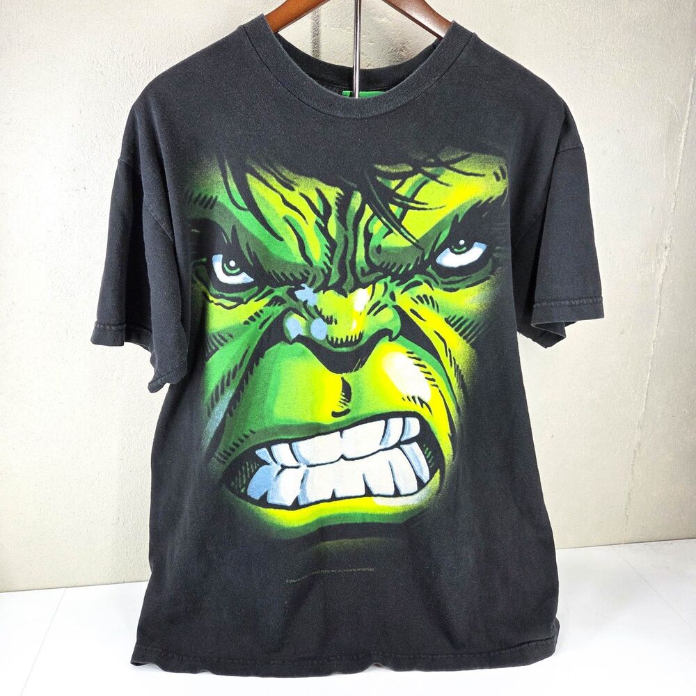 VTG Marvel Comics The Incredible Hulk Big Face Movie Promo Graphic T-Shirt Sz L